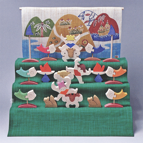 即納可】小黒三郎 三童子三段飾り 特製垂幕 山里 ： 木のおもちゃ がり ...