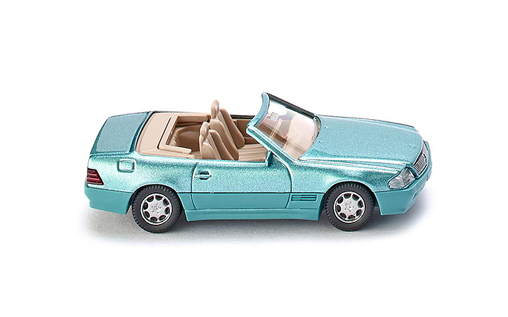 Wiking/B-LO 014203 MB 500 SL Cabriolet (top down) beryl blue metallic