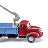 Wiking/B-LO 042002 Flatbed truck w. loading crane (Magirus S 3500) - red/blue