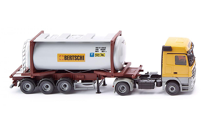 Wiking/B-LO 053602 Swap tank container semi-truck (MB Actros) Bertschi