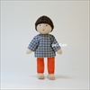 Herwig/ヘアビック社 ド-ルハウス用人形　男の子 青チェック服+オレンジパンツ