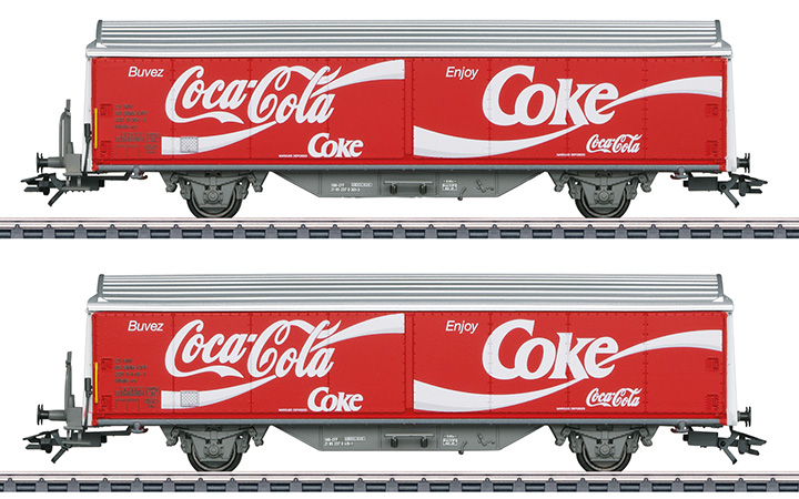maerklin/メルクリン 48344 スライディングウォ-ル貨車2両セット SBB Hbils-vy Coca-Cola