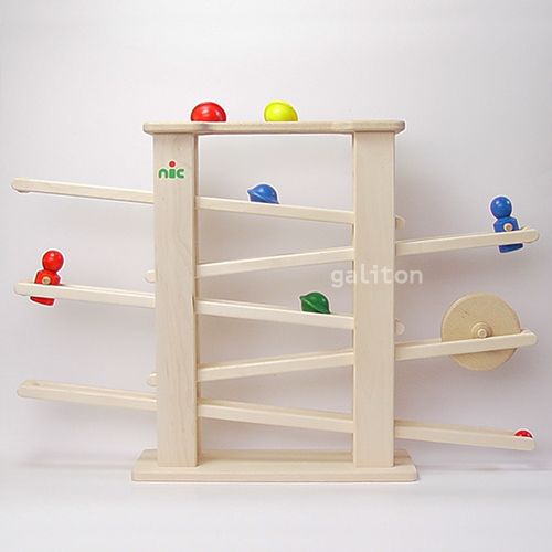 「#えぬわた砲」 トイ 木製 木のおもちゃ スロープ ニック nic ボール 円盤 人形 知育玩具