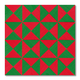 童具館 ケルンモザイク45四角CS(1/4直角二等辺三角形 緑・赤) ： 木の