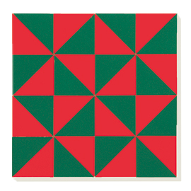 童具館 ケルンモザイク45四角C9(1/2直角二等辺三角形 赤・緑) ： 木のおもちゃ がりとん（galiton）
